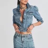 Denim*Retrofete Ada Crystal Embellished Denim Jacket Arctic Crystal