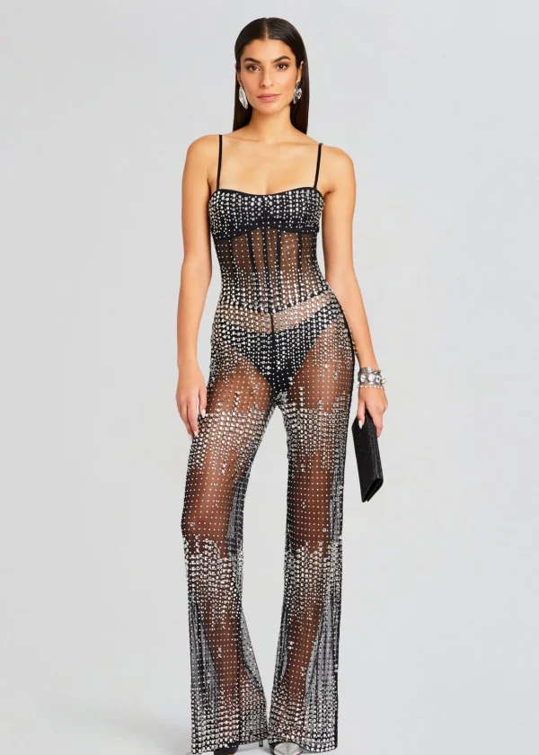 Night Out*Retrofete Adelynne Sequin Jumpsuit Black/Silver