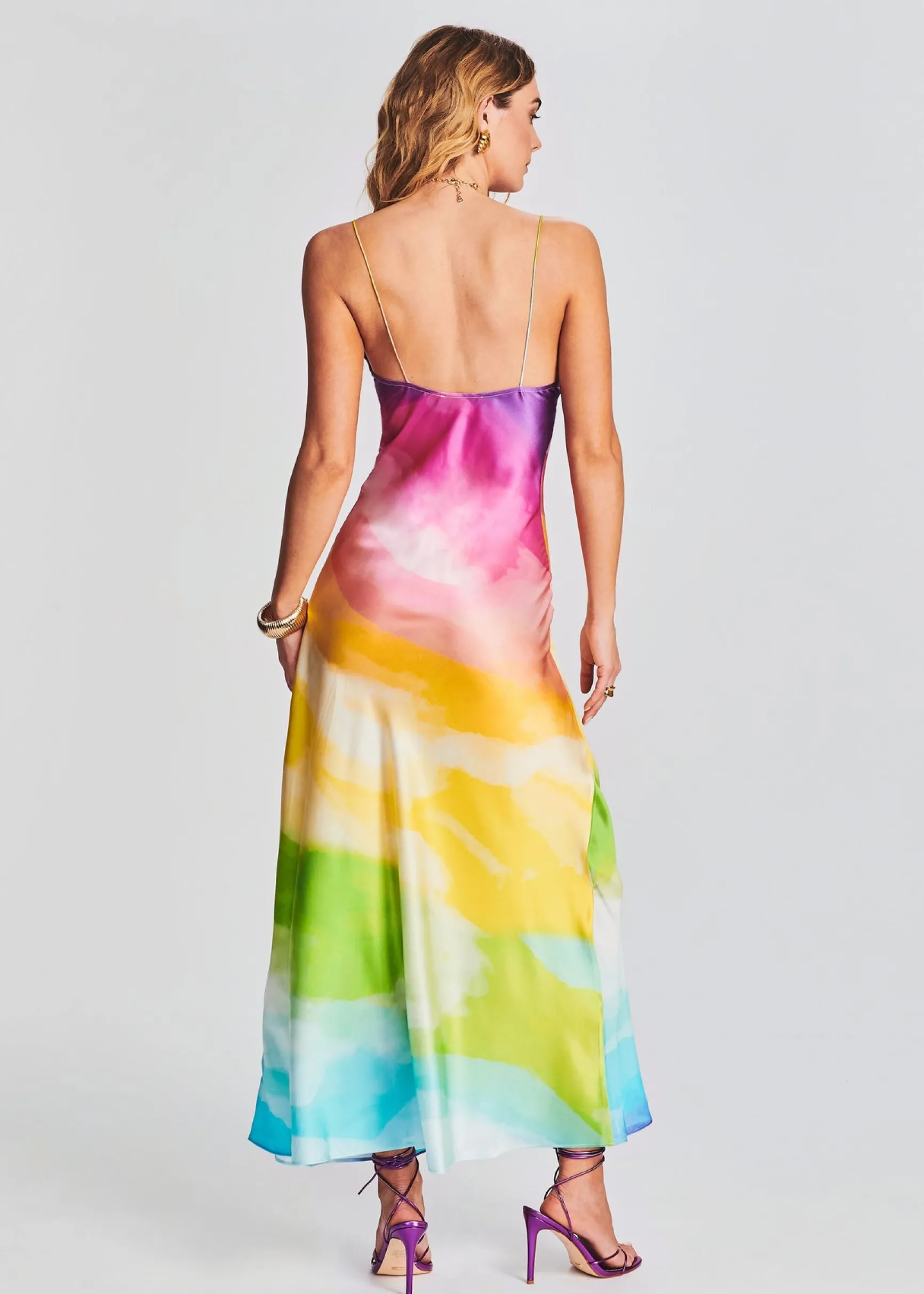 aimee_silk_long_dress_3.webp Guest Of*Retrofete Aimee Silk Long Dress Watercolor Rainbow