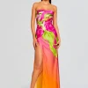 Resort '24*Retrofete Aiyanna Silk Dress Ombre Anthurium