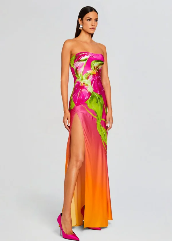 Guest Of*Retrofete Aiyanna Silk Dress Ombre Anthurium