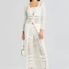 Resort '24*Retrofete Alaia Knit Crochet Cardigan Iridescent White