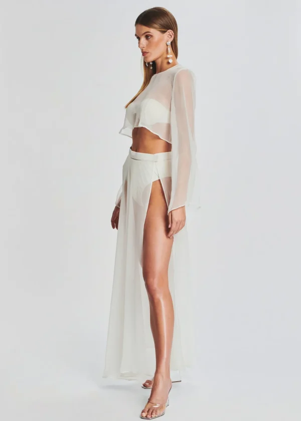 The Destination Bride*Retrofete Alaia Long Slit Skirt Cream