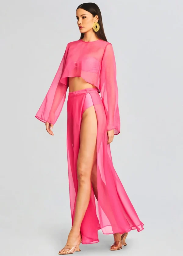 Resort '24*Retrofete Alaia Long Slit Skirt Rose Blossom