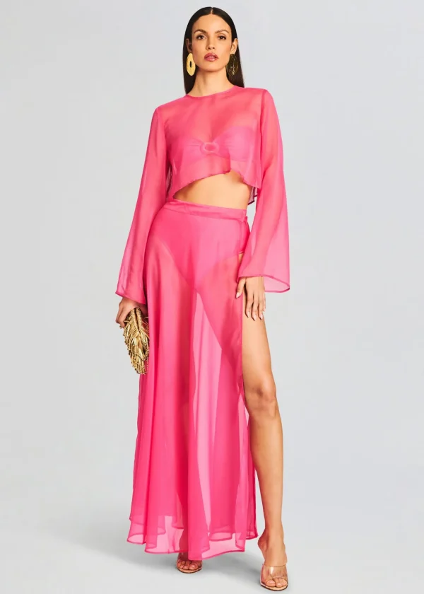 Resort '24*Retrofete Alaia Long Slit Skirt Rose Blossom