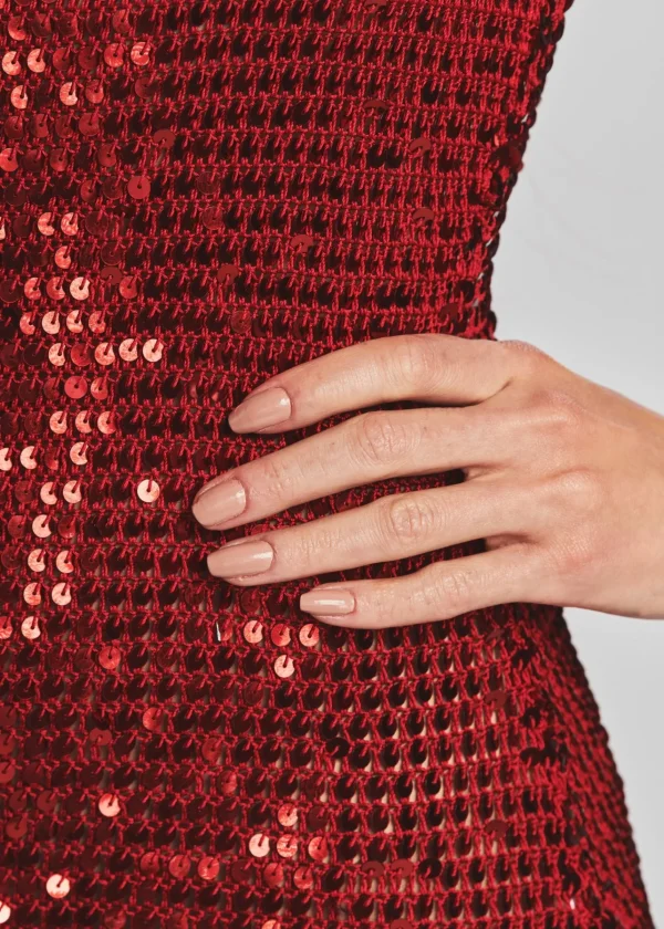 RETROFÊTE*Retrofete Alexa Sequin Crochet Dress LT Red
