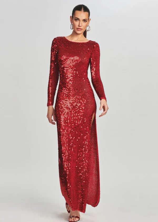 RETROFÊTE*Retrofete Alexa Sequin Crochet Dress LT Red