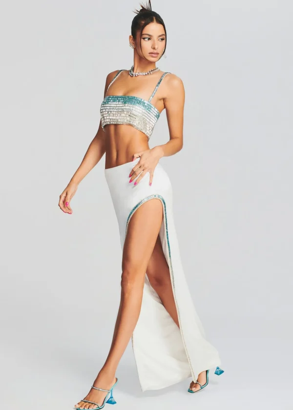 Subtle Shimmer*Retrofete Aline Skirt White/Blue