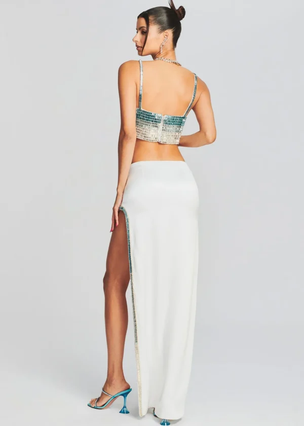 Subtle Shimmer*Retrofete Aline Skirt White/Blue