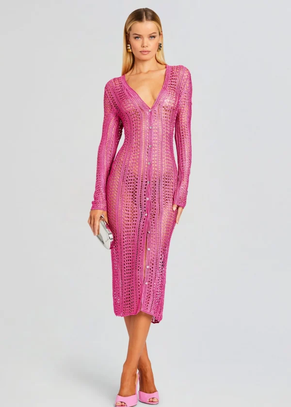 Tropical Hues*Retrofete Allison Crochet Cardigan Malibu Pink
