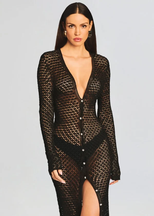 Tropical Hues*Retrofete Allison Crochet Cardigan Black