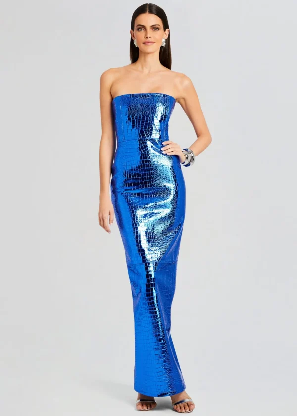 RETROFÊTE*Retrofete Allure Leather Dress Tropical Blue