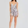 Honeymoon Looks*Retrofete Alva Embellished Fringe Dress Mink Grey
