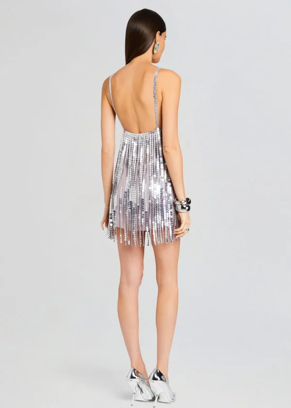 Honeymoon Looks*Retrofete Alva Embellished Fringe Dress Mink Grey