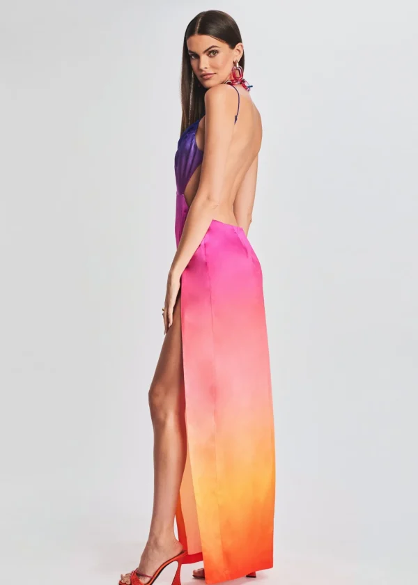 RETROFÊTE*Retrofete Alyssa Ombre Silk Dress Sunset Ombre