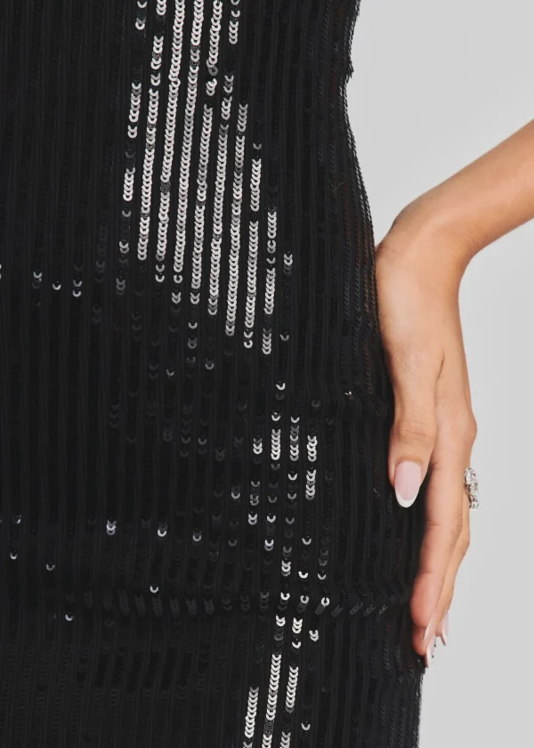 Midi*Retrofete Amber Sequin Knit Dress Black