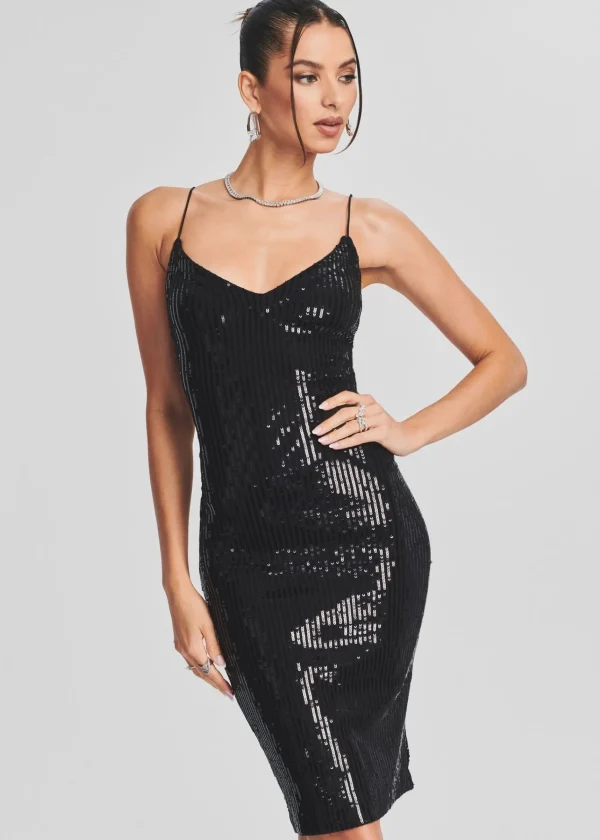 RETROFÊTE*Retrofete Amber Sequin Knit Dress Black