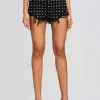 RETROFÊTE*Retrofete Angel Embellished Denim Short Washed Black/Silver