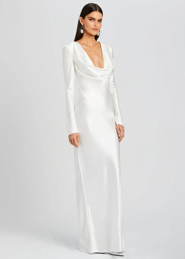 Reception Dresses*Retrofete Anna Cowl Evening Dress White
