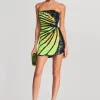 RETROFÊTE*Retrofete Arabelle Sequin Dress Black/Neon Yellow