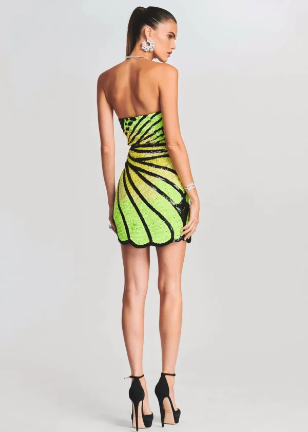 Exclusively Ours*Retrofete Arabelle Sequin Dress Black/Neon Yellow