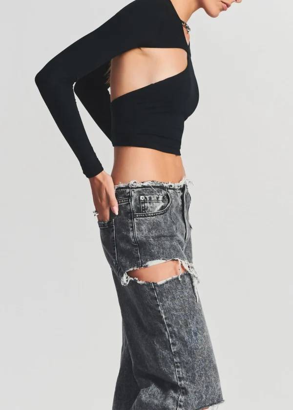 Denim*Retrofete Aston Wide Leg Jean Smoke Black