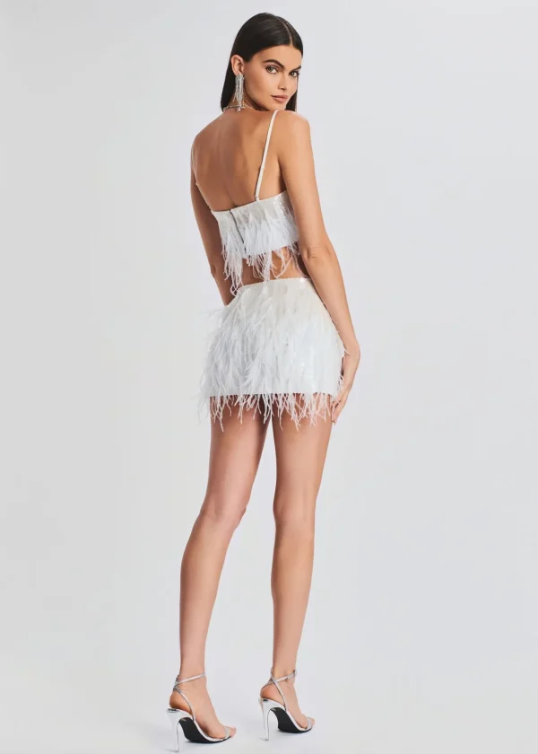 Sequin Styles*Retrofete Athana Sequin Feather Skirt White