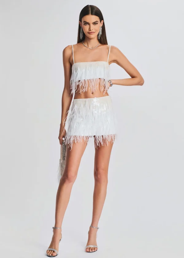 Reception Dresses*Retrofete Athana Sequin Feather Skirt White