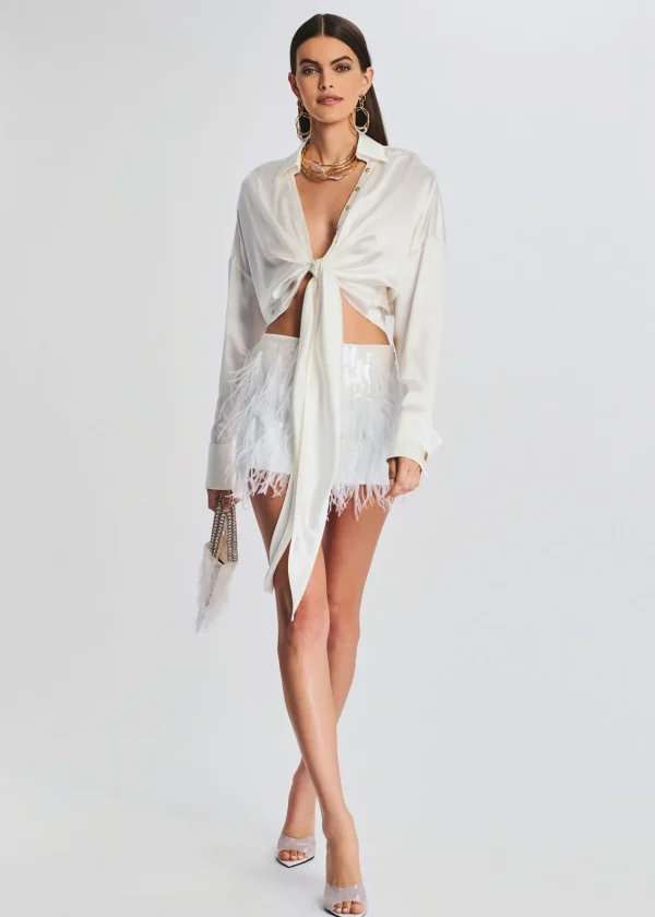 Reception Dresses*Retrofete Athana Sequin Feather Skirt White