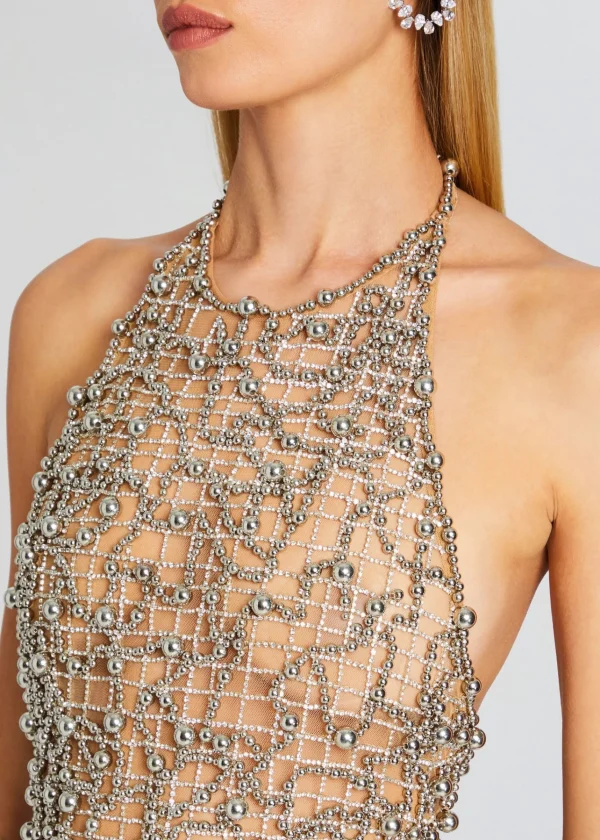 RETROFÊTE*Retrofete Audacia Embellished Dress Silver