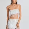 Sequin Styles*Retrofete August Feather Sequin Top White