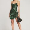 Final Sale*Retrofete Auris Silk Dress Emerald Marble