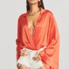 Final Sale*Retrofete Avalon Silk Bodysuit Hot Coral