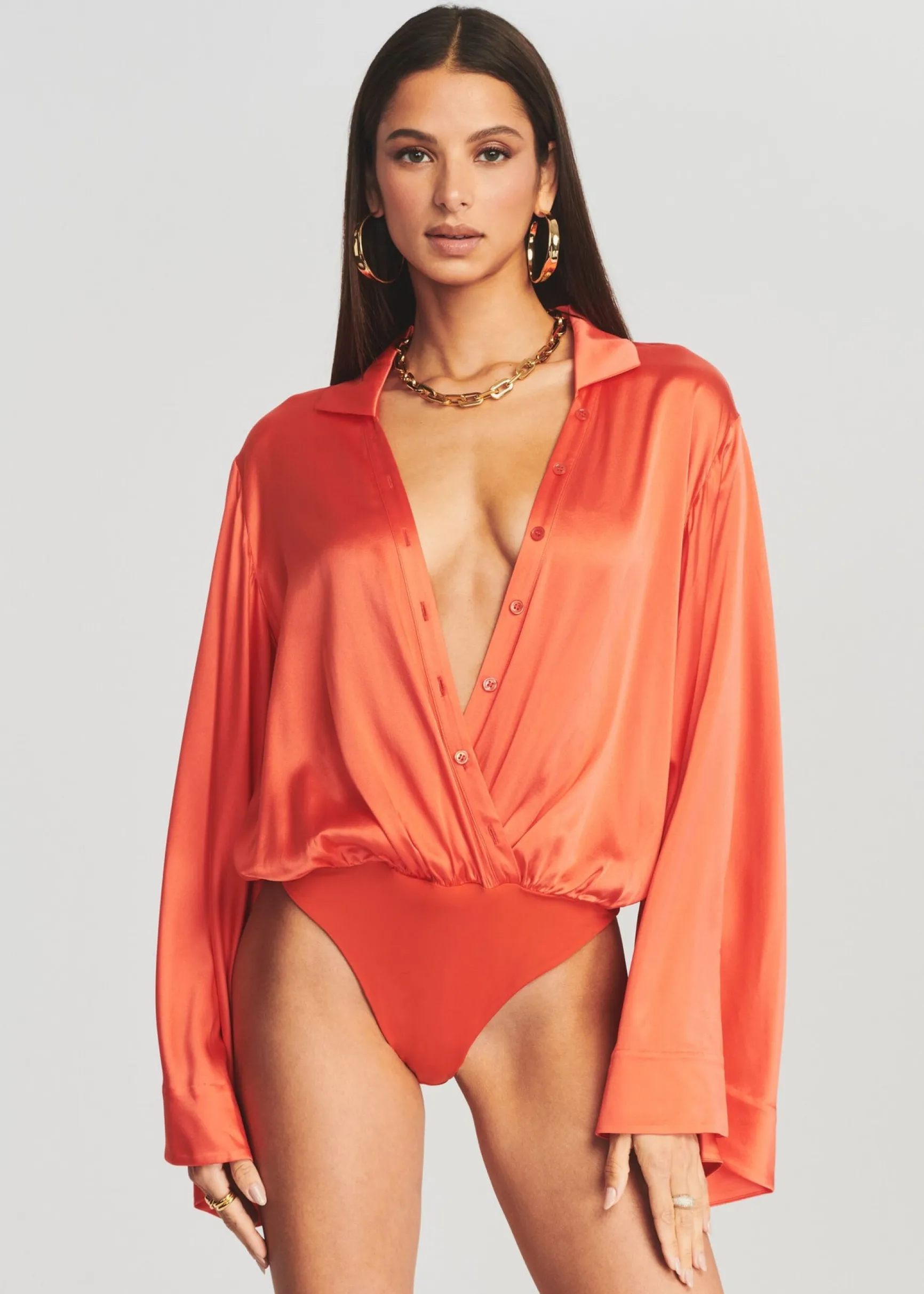 avalon_silk_bodysuit_1.webp Final Sale*Retrofete Avalon Silk Bodysuit Hot Coral