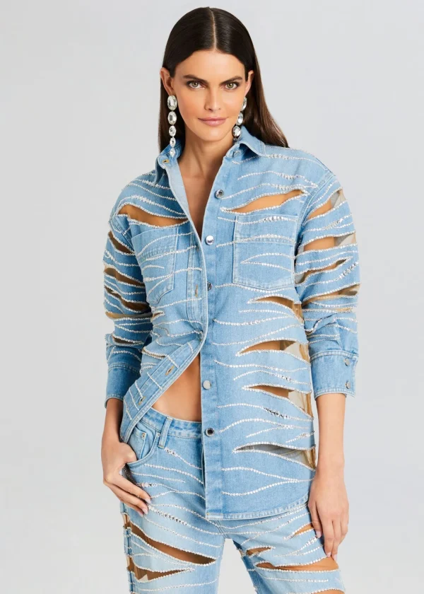 RETROFÊTE*Retrofete Avani Embellished Denim Shirt Bondi