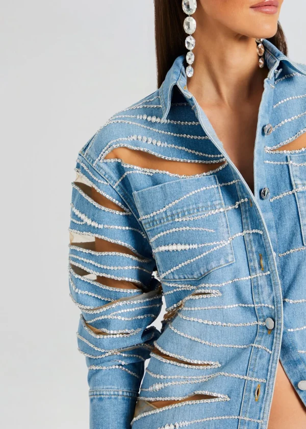 Day to Night*Retrofete Avani Embellished Denim Shirt Bondi