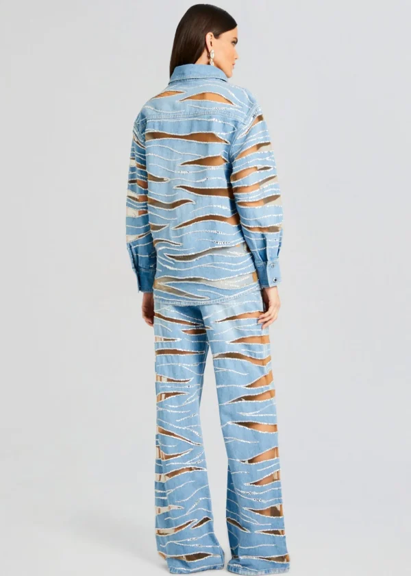 Day to Night*Retrofete Avani Embellished Denim Shirt Bondi