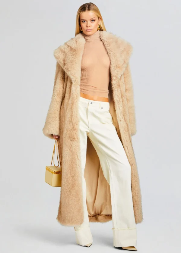 Guest Of*Retrofete Averie Faux Fur Coat Tannin