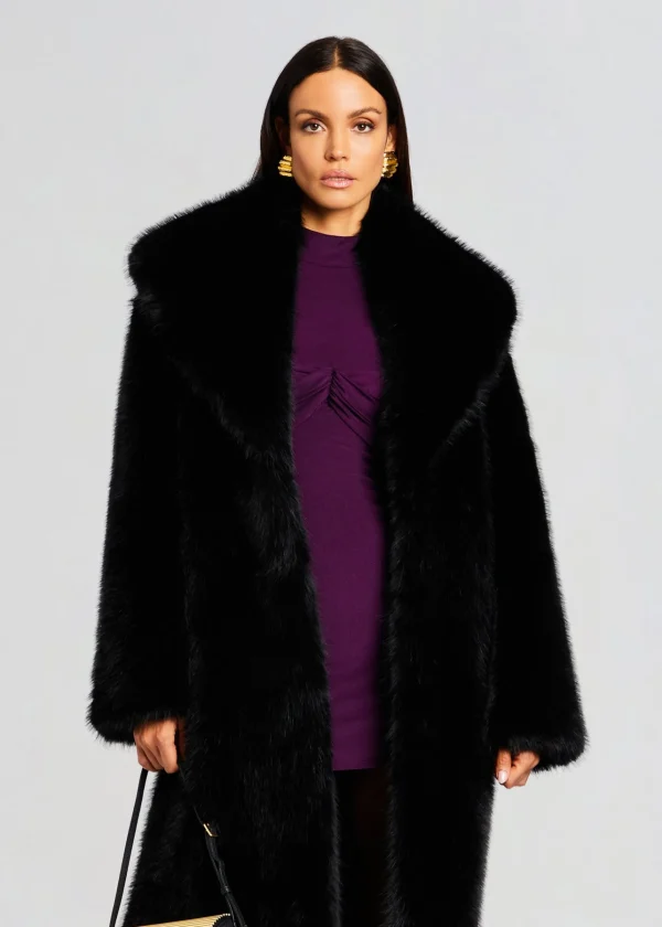 RETROFÊTE*Retrofete Averie Faux Fur Coat Black