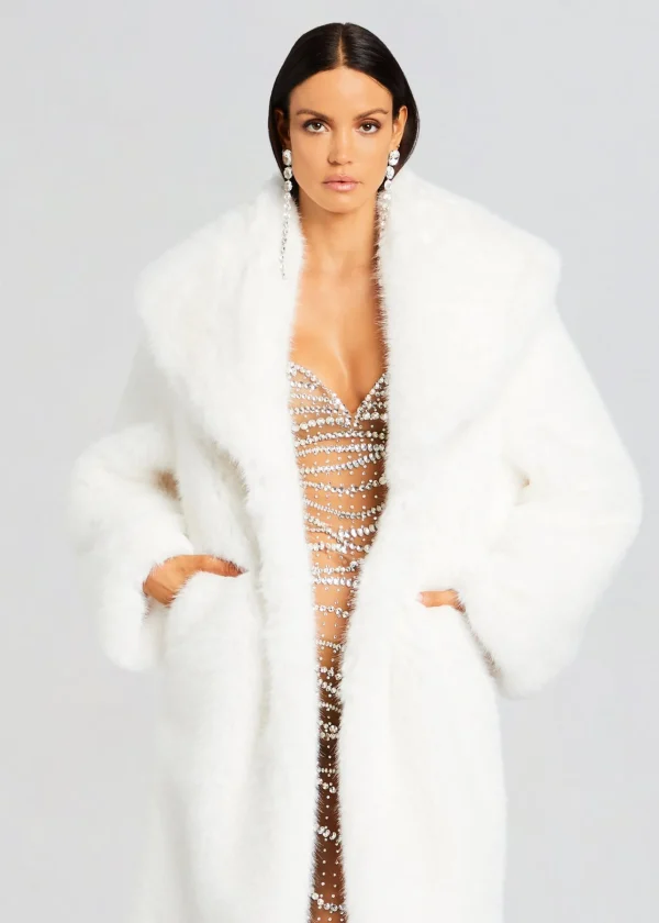 Reception Dresses*Retrofete Averie Faux Fur Coat White