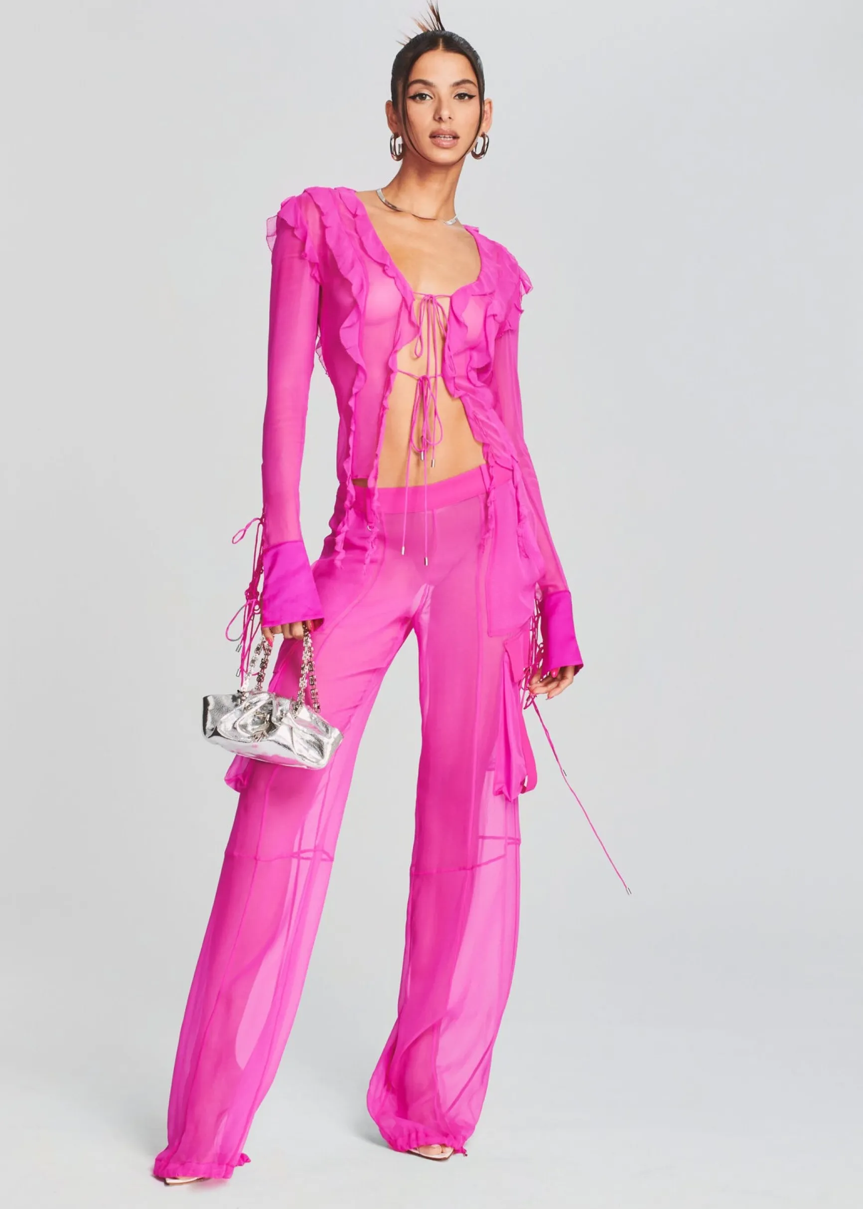 aviva_silk_chiffon_blouse_4.webp Sheer Bliss*Retrofete Aviva Silk Chiffon Blouse Neon Pink