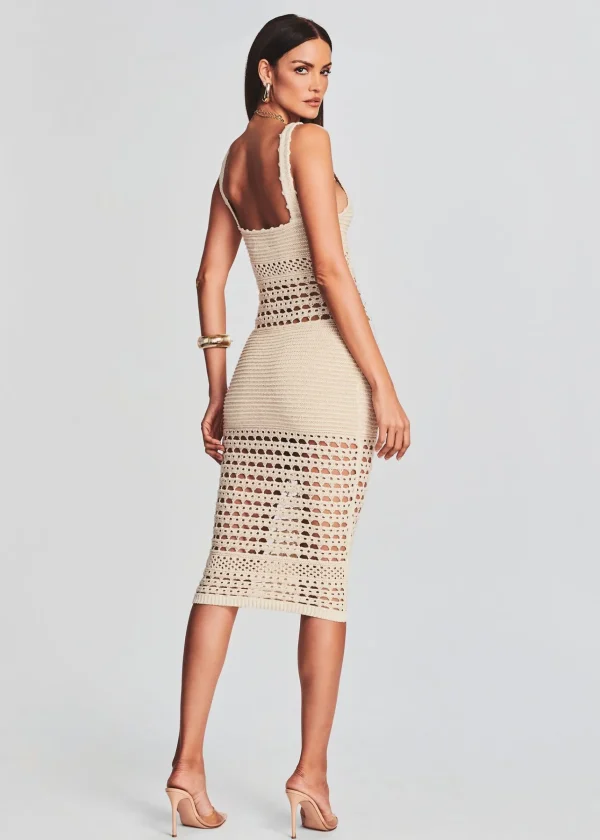 Spring Knits*Retrofete Avril Knit Crochet Dress Ivory/Gold