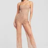 Neutral Moments*Retrofete Axel Sequin Jumpsuit Silver/Nude