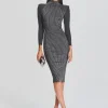Business Chic*Retrofete Aylin Rib Knit Dress Metallic Black/Silver