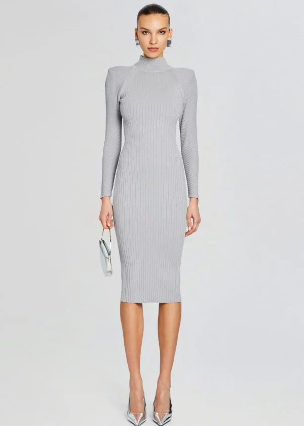 Midi*Retrofete Aylin Rib Knit Dress Silver Grey