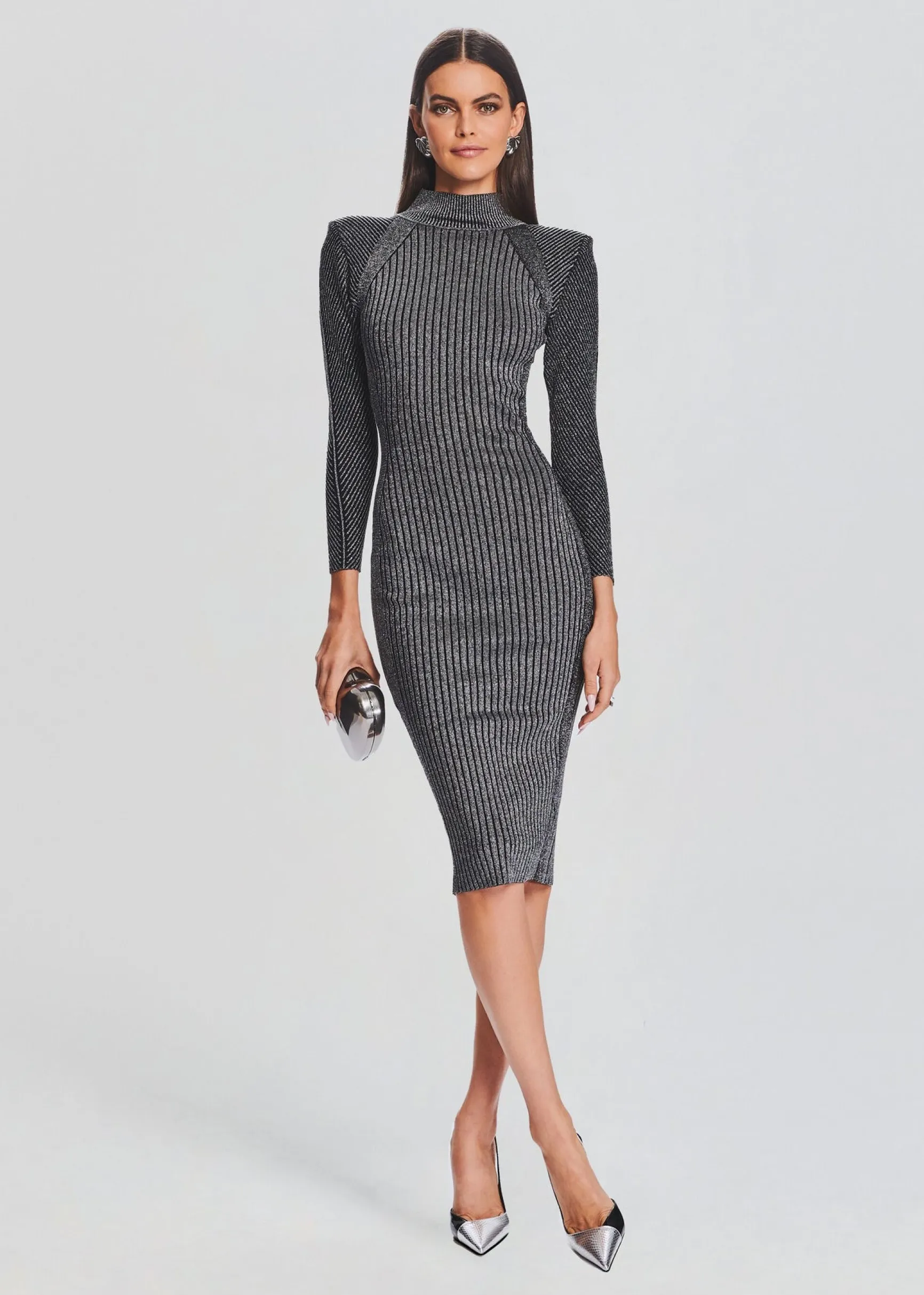 aylin_rib_knit_dress_0-6.webp Dresses*Retrofete Aylin Rib Knit Dress Metallic Black/Silver