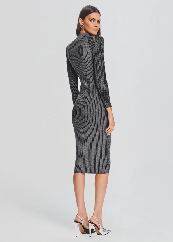 RETROFÊTE*Retrofete Aylin Rib Knit Dress Metallic Black/Silver