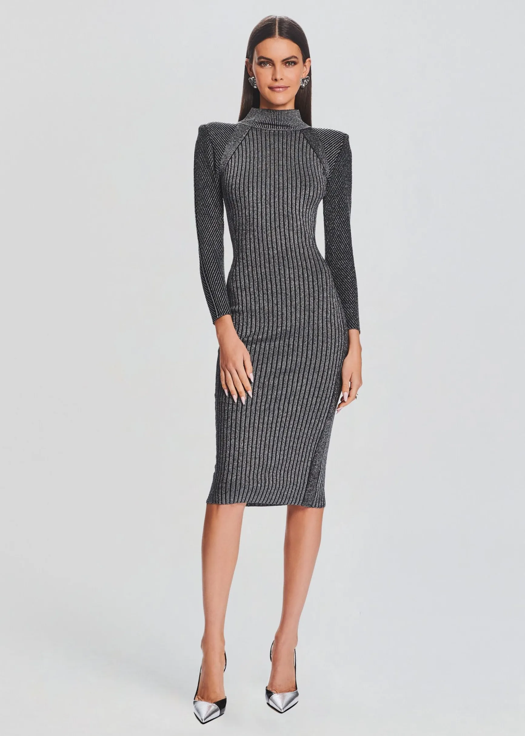 aylin_rib_knit_dress_4-8.webp Dresses*Retrofete Aylin Rib Knit Dress Metallic Black/Silver