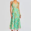 Trending*Retrofete Azra Long Dress Teal Floral