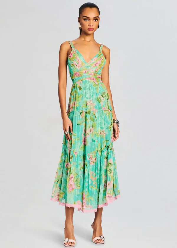 Trending*Retrofete Azra Long Dress Teal Floral